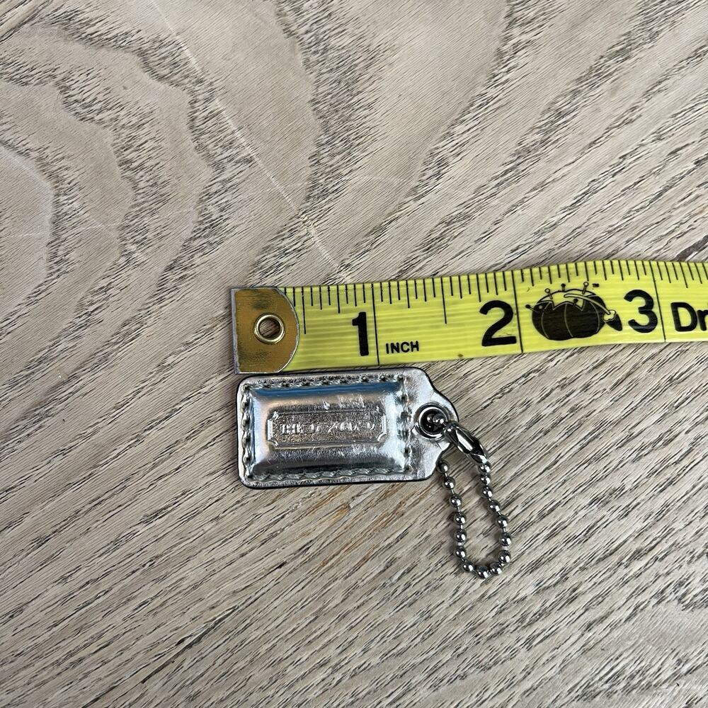 COACH 1.5" Hang Tag Replacement Mini Fob Bag Charm Leather Silver Ball Chain - Picture 3 of 3